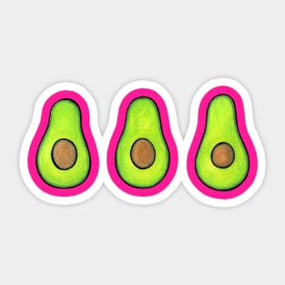 Avocado Energies - fun vegan design - on hot pink Sticker